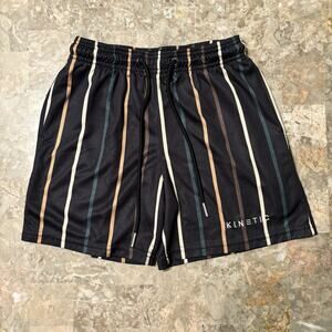 Kinetic Kings Shorts Mens Small Black Striped 5" Fundamental Drawstring Gym